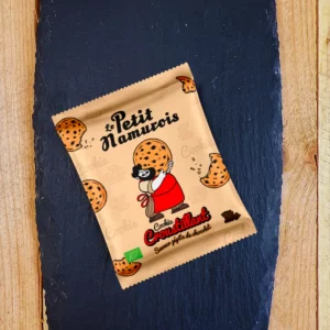 Cookie bio individuel pépite de chocolat noir Le Petit Namurois – emballage flowpack croustillant