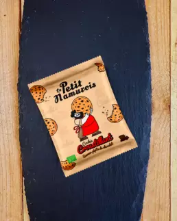 Cookie bio individuel pépite de chocolat noir Le Petit Namurois – emballage flowpack croustillant
