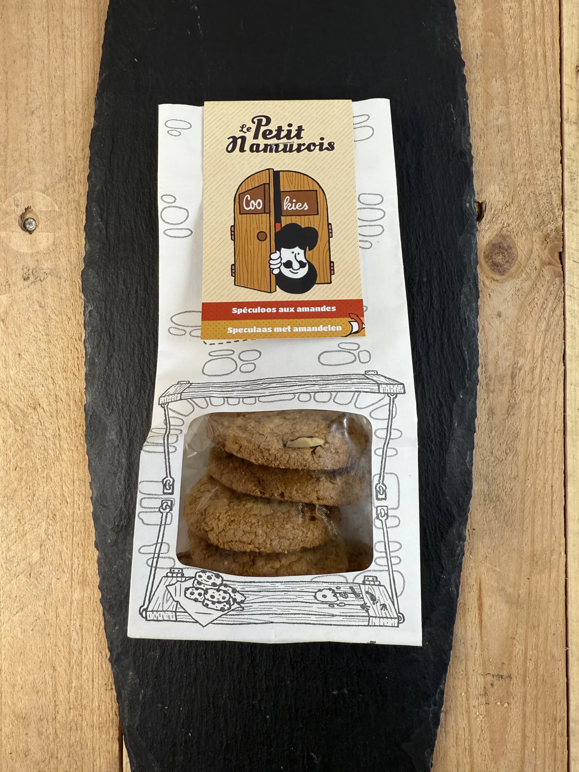 Paquet de cookies bio spéculoos et amandes 125 g – 5 biscuits artisanaux Le Petit Namurois