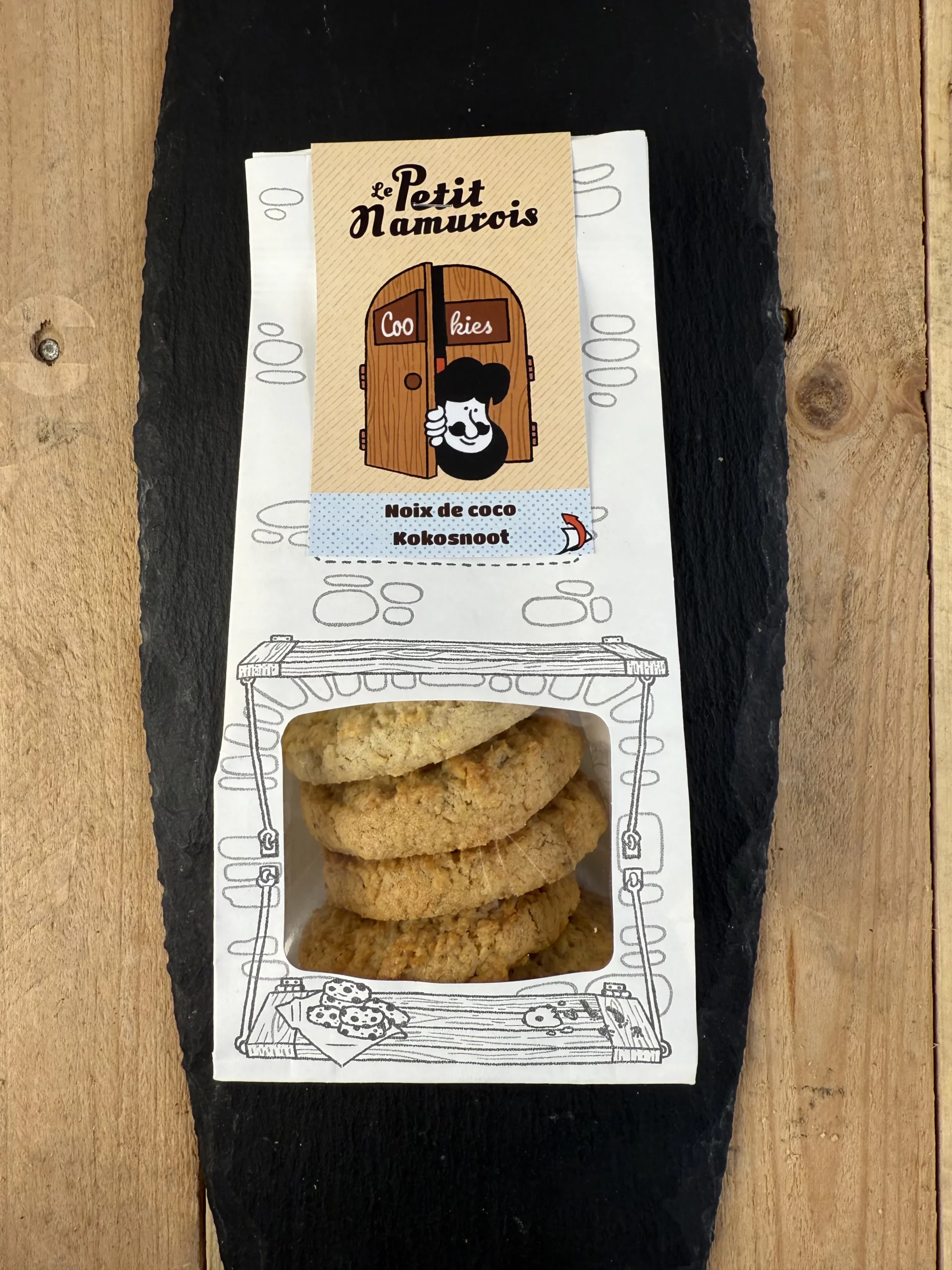 Paquet de cookies bio à la noix de coco 125 g – 5 biscuits artisanaux Le Petit Namurois