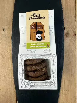 Paquet de cookies bio cacao noisette 125 g – 5 biscuits artisanaux Le Petit Namurois