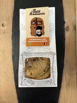 Paquet de cookies bio au caramel beurre salé 125 g – 5 biscuits artisanaux Le Petit Namurois