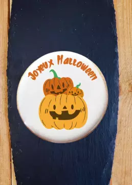 Cookie personnalisé Joyeux Halloween avec citrouilles – biscuit bio artisanal Le Petit Namurois
